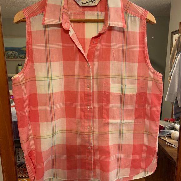 Vintage DVF Picnic Plaid Button Front Tank large - Picture 2 of 11